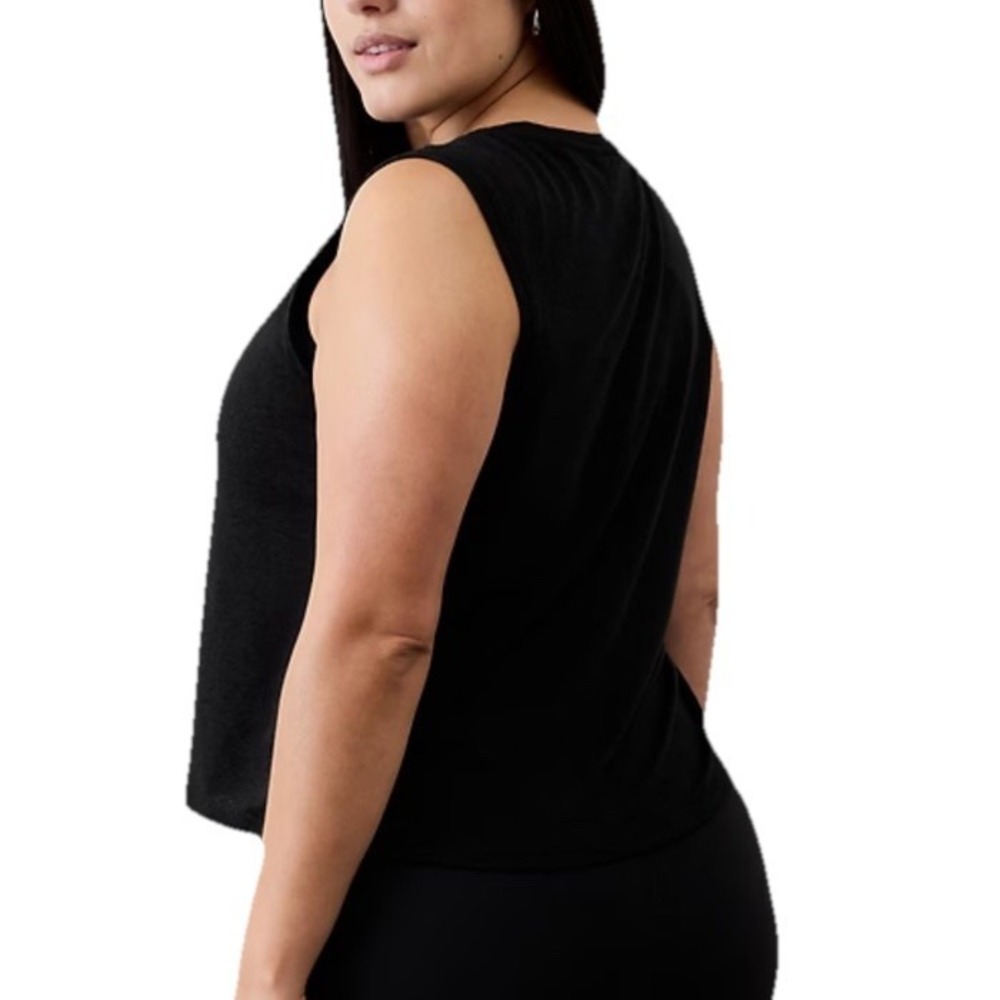 Athleta Getaway Linen Blend Muscle Tank Black‎ Size XL